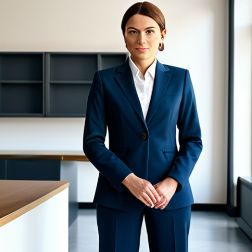 Home 11 ** A professional businesswoman, fully clothed in a modest, tailored business suit, stands confidently in a modern, sunlit office. Perfect anatomy, correct proportions, well-formed hands, safe for work, appropriate content, professional attire, family-friendly, high quality.
**