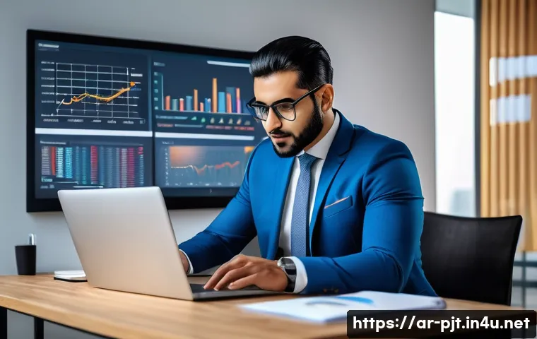 프로젝트 관리 직무별 연봉 데이터 - A professional Arab project manager in a modern office environment, dressed in formal business attir...