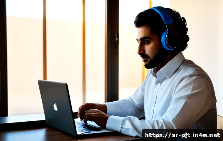 프로젝트 매니저를 위한 추천 팟캐스트 - Photorealistic modern workspace in Riyadh, an Arab project manager wearing modest professional attir...